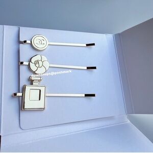 Chanel 3 pc gold hair pin set